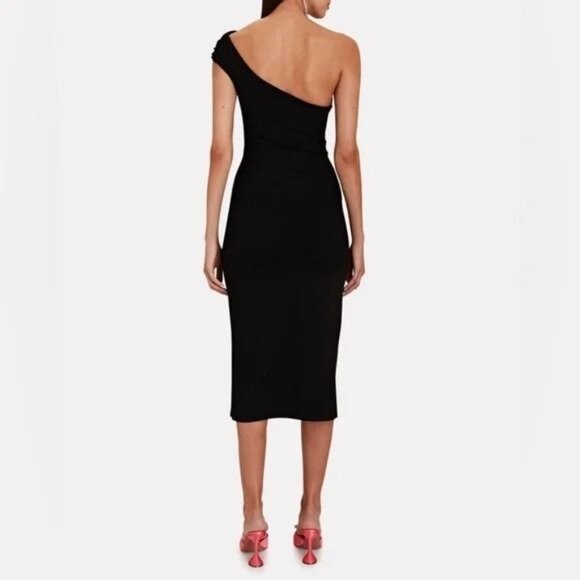 VICTOR GLEMAUD Black One-Shoulder Ruched Jersey Midi Dress Gown Size XS - Picture 2 of 7